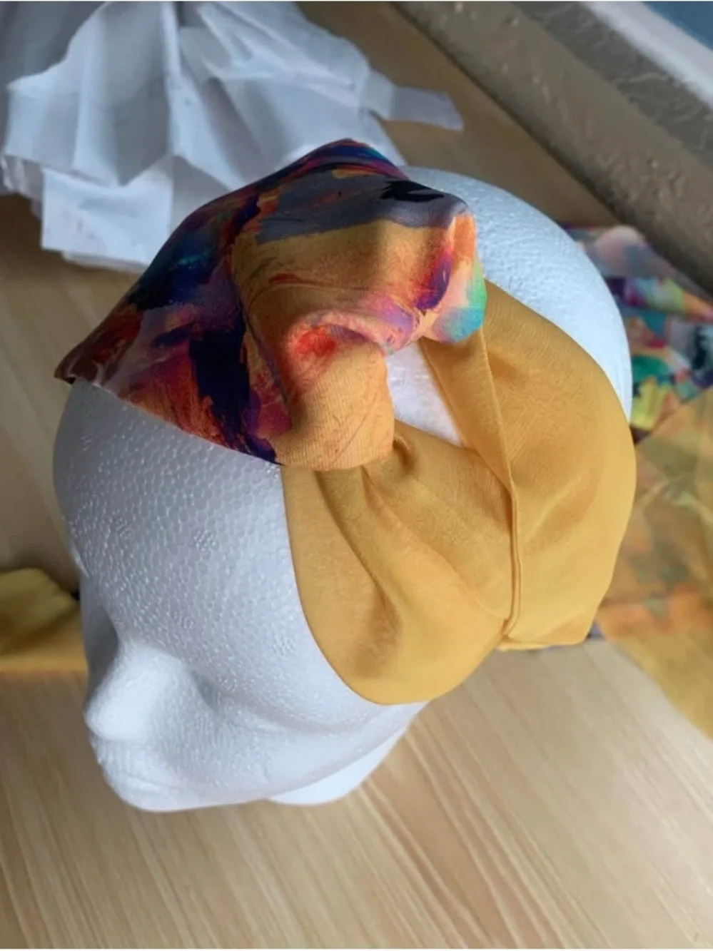 ✨ Handmade Golden & Multicolor Silk Headwrap / Headband